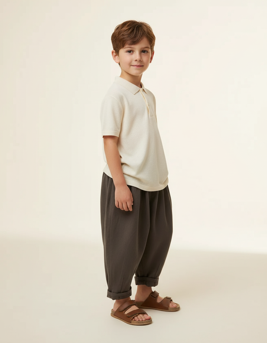 Pantalon Baggy Gris Foncé Ample Coton Enfant