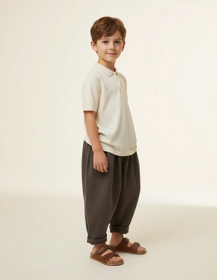 Pantalon Baggy Gris Foncé Ample Coton Enfant