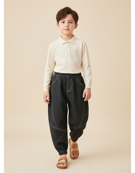 Pantalon Baggy Jean Gris Ample Garçon Décontracté