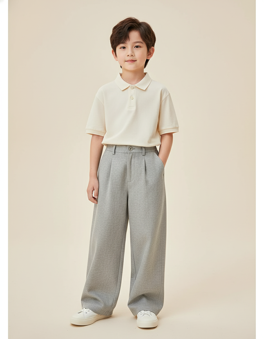 Pantalon Baggy Gris Ample Coton Enfant Décontracté - Molleton