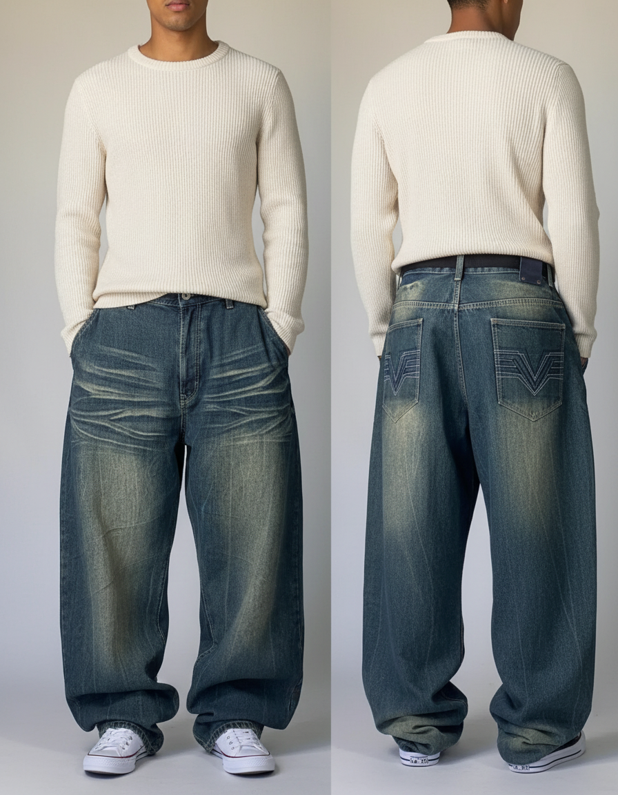Pantalon Baggy Garçon Skate - Bleu Jean