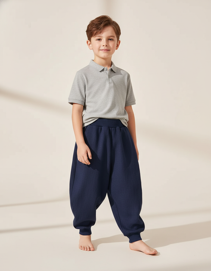 Pantalon Baggy Marine Molletonné Ample Confortable Enfant