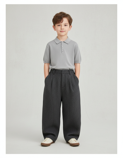 Pantalon Baggy Gris Foncé Ample Laine Enfant
