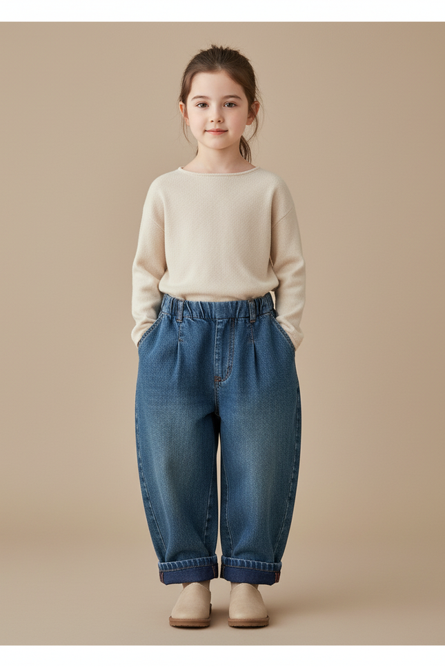 Pantalon Baggy Bleu Jean Ample Enfant Fille