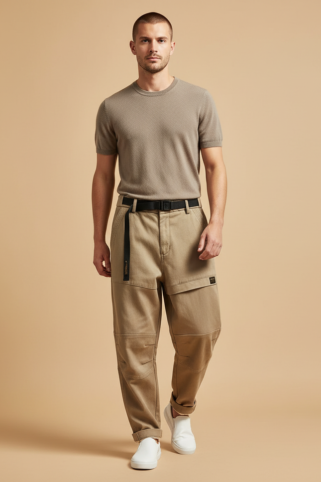 Pantalon Baggy Kaki Ample Coton Décontracté Homme - Toile