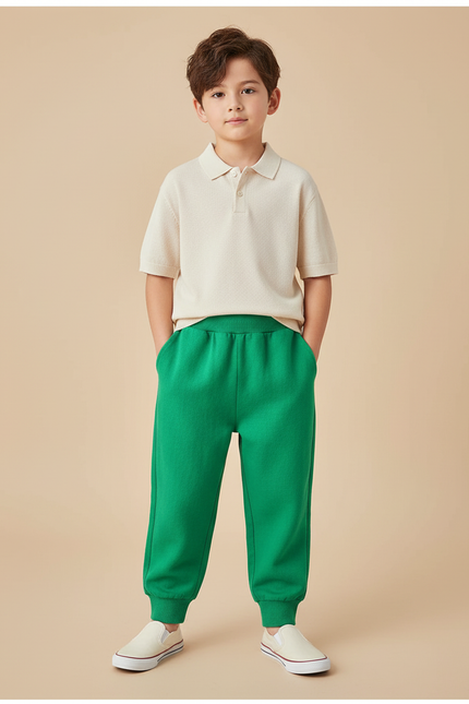 Pantalon Baggy Vert Coton Ample Confortable Enfant - Molleton