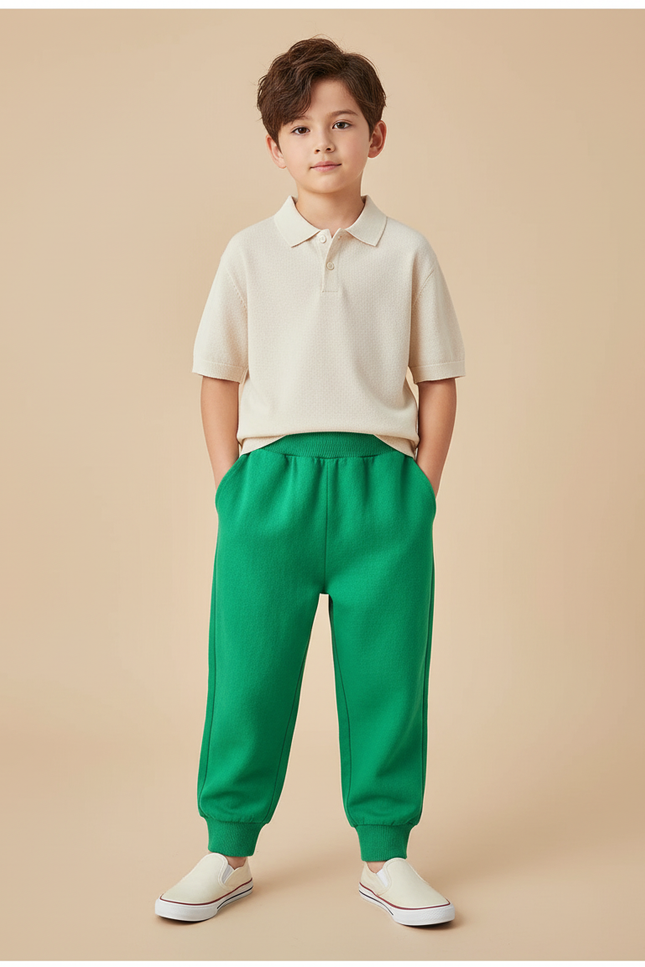 Pantalon Baggy Vert Coton Ample Confortable Enfant - Molleton