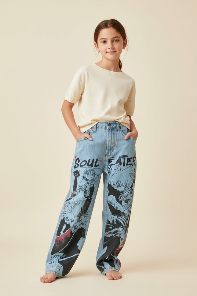Pantalon Baggy Jean Clair Anime Imprimé Manga Unisexe