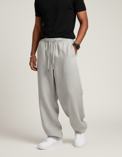 Pantalon Baggy Gris Ample Confortable Cordon Cintrée - Molleton