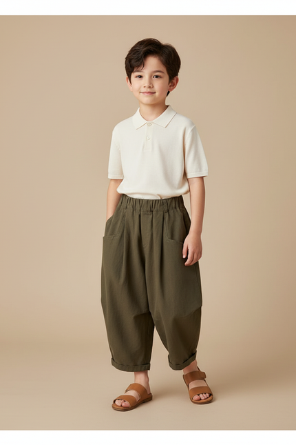 Pantalon Baggy Kaki Ample Coton Enfant