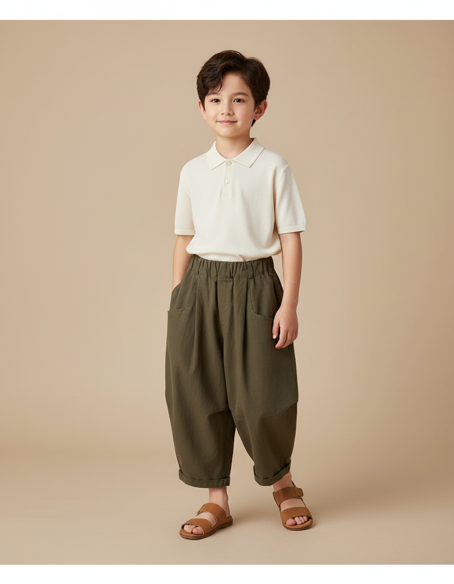Pantalon Baggy Kaki Ample Coton Enfant
