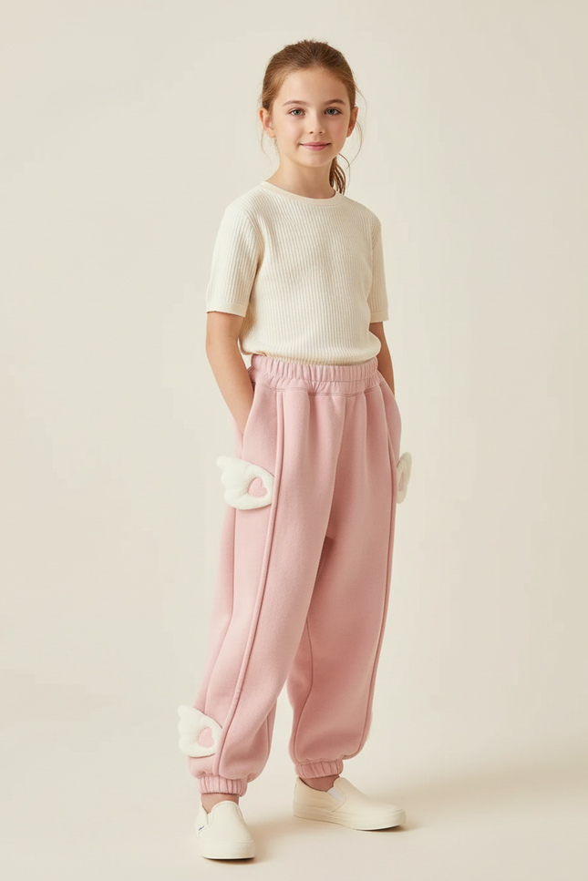 Pantalon Baggy Rose Molleton Ailes Ample Enfant