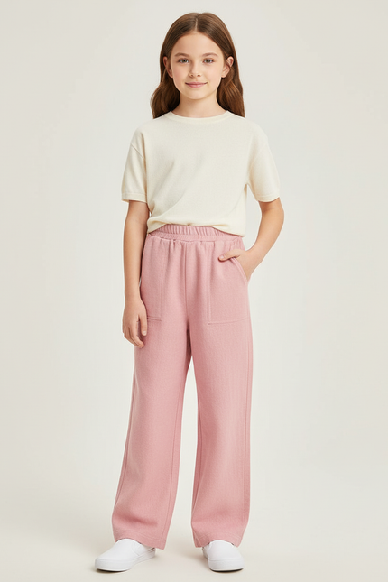 Pantalon Baggy Rose Ample Décontracté Enfant Fille - Molleton