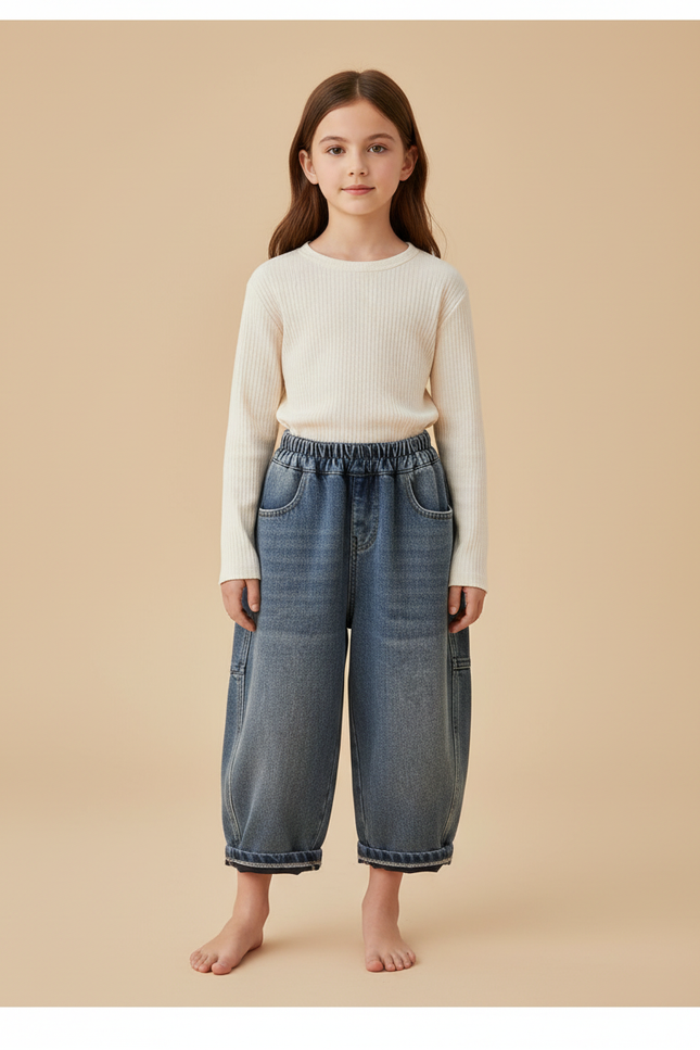 Pantalon Baggy Jean Bleu Ample Enfants Cargo