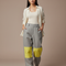 Pantalon Baggy Gris Patchwork Jaune Décontracté Unisexe - Lin