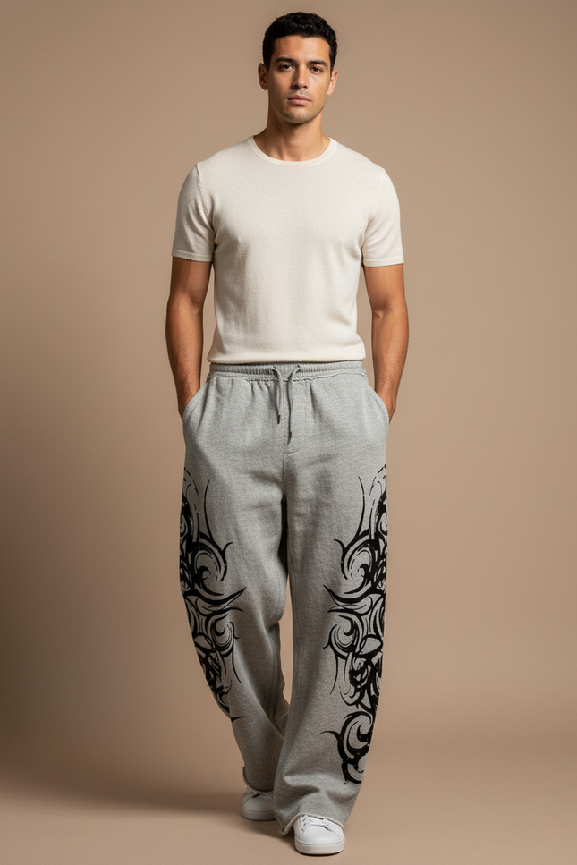 Pantalon De Survetement Baggy - Gris Molleton
