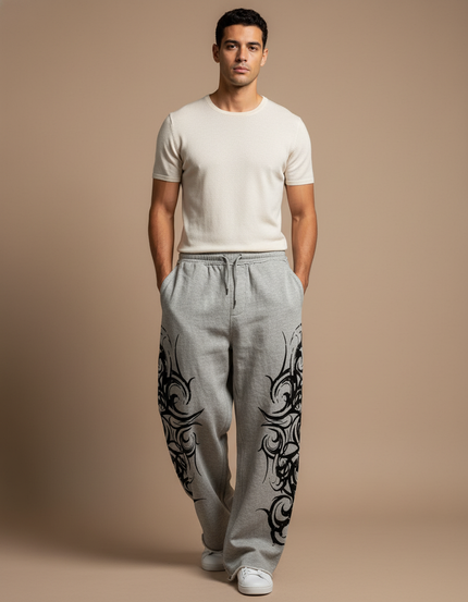 Pantalon De Survetement Baggy - Gris Molleton