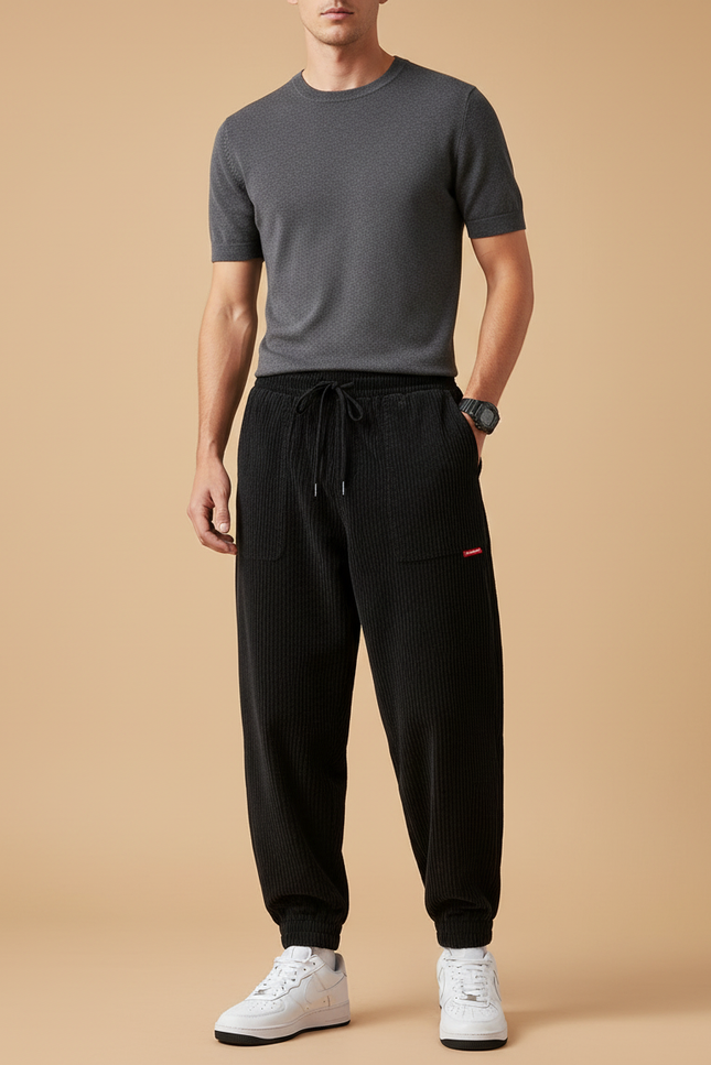 Pantalon Baggy Sport - Noir Cordé