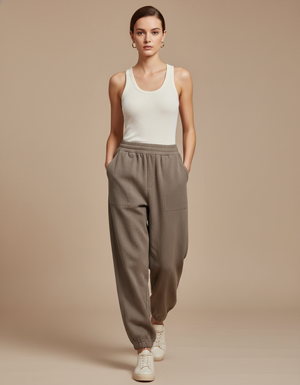 Pantalon Baggy Gris Chaud Molleton Décontracté Confortable - Kaki