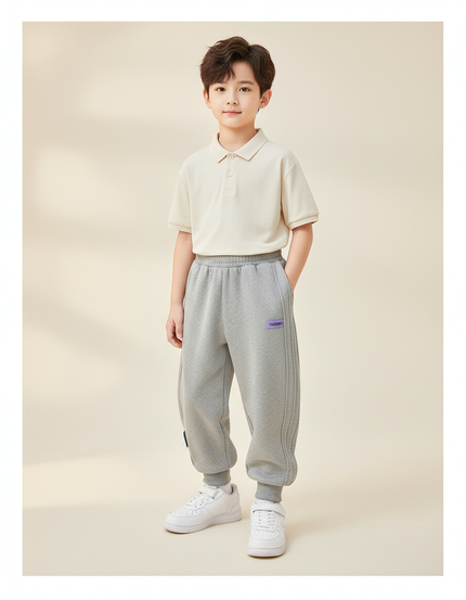Pantalon Baggy Gris Coton Ample Garçon Rayé Doux - Molleton