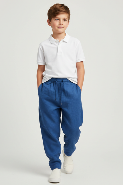Pantalon Baggy Bleu Lin Décontracté Garçon