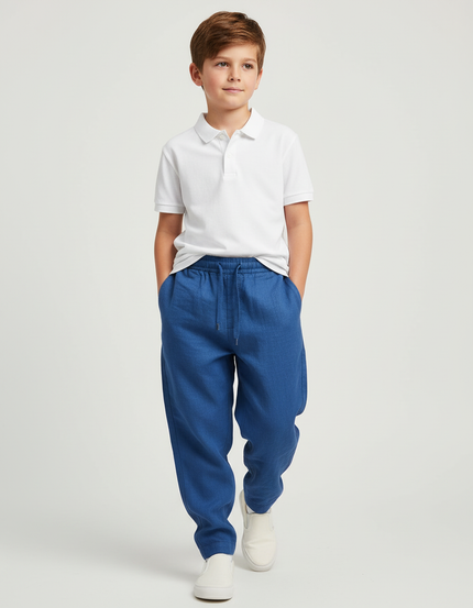 Pantalon Baggy Bleu Lin Décontracté Garçon