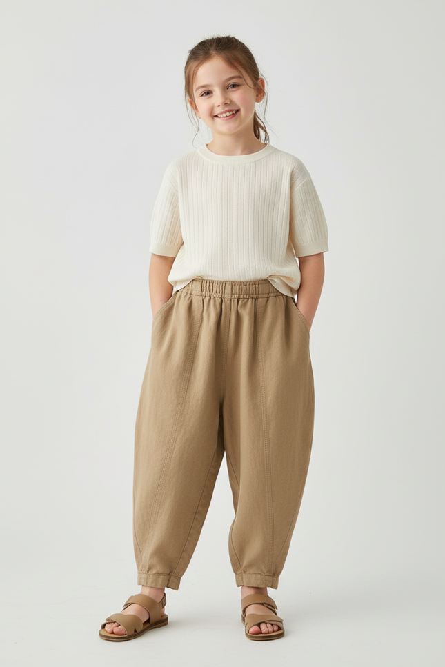 Pantalon Baggy Kaki Ample Coton Enfant Casual