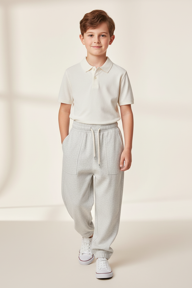 Pantalon Baggy Gris Clair Ample Confortable Enfant - Molleton