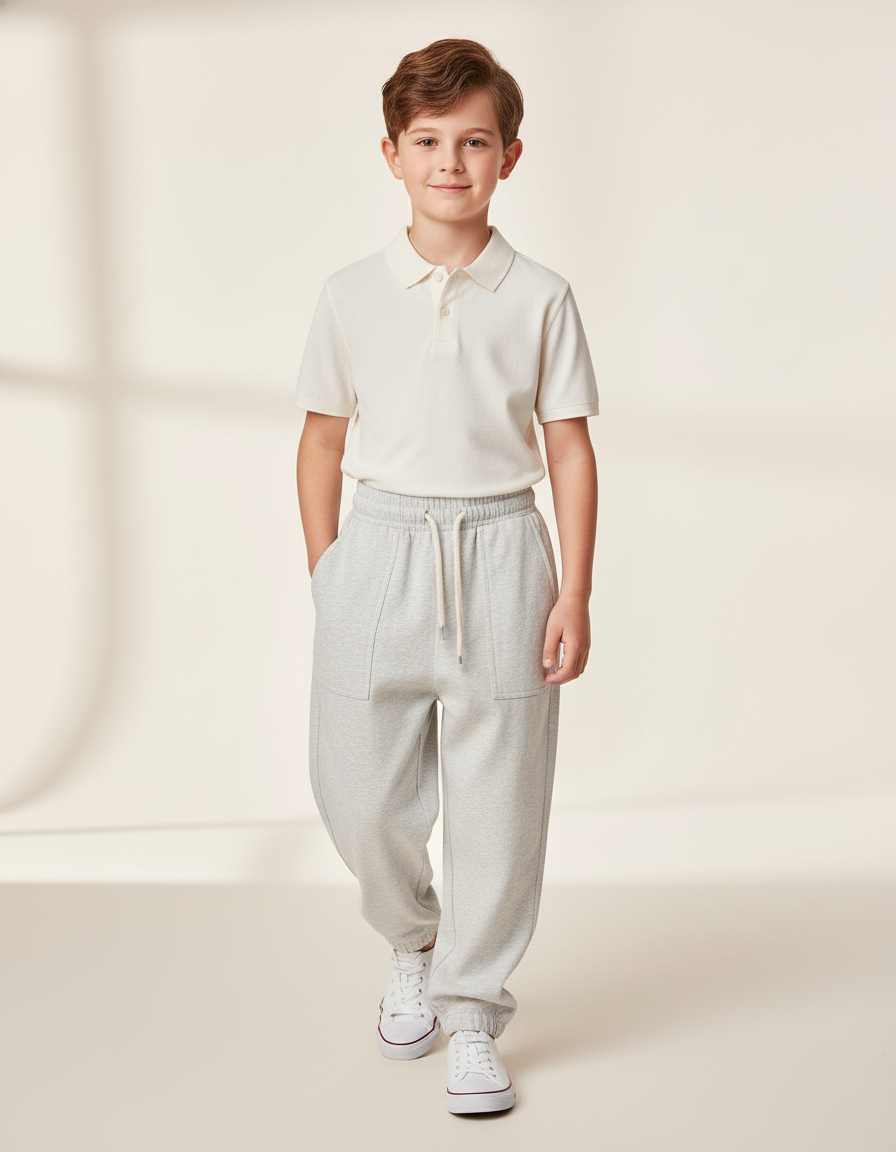 Pantalon Baggy Gris Clair Ample Confortable Enfant - Molleton