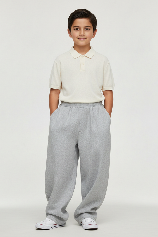 Pantalon Baggy Gris Ample Cordon Garçon Décontracté - Molleton