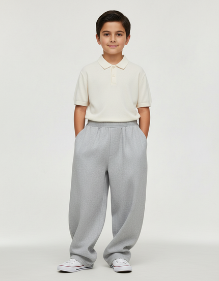 Pantalon Baggy Gris Ample Cordon Garçon Décontracté - Molleton
