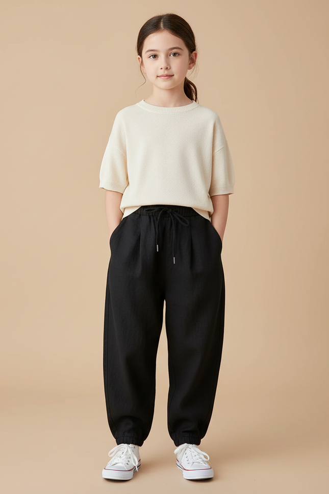 Pantalon Baggy Fille Noir Jogging - Lin