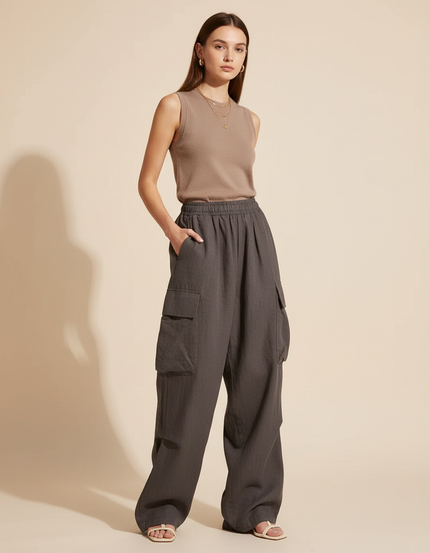 Pantalon Baggy Militaire Femme - Kaki Lin