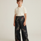 Pantalon Baggy Noir Broderies Florales Ample Unisexe - Jean
