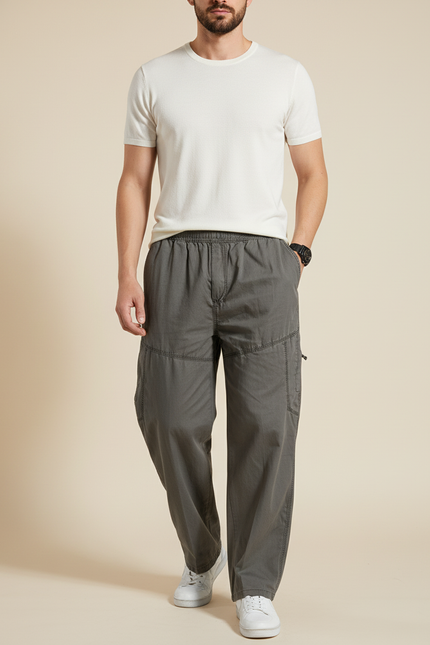 Pantalon Baggy Cargo Homme - Kaki Toile
