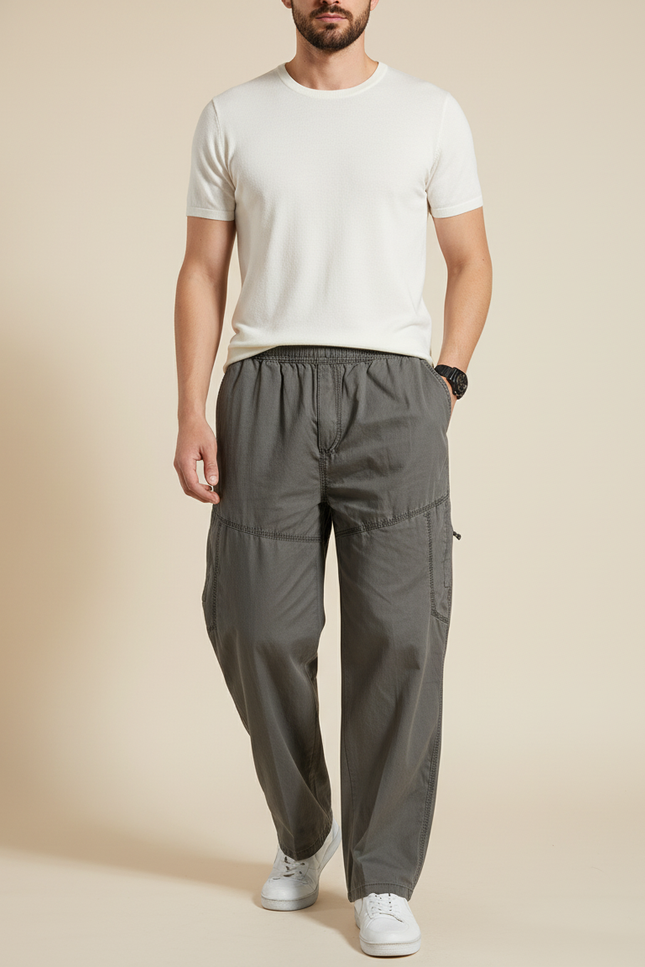 Pantalon Baggy Cargo Homme - Kaki Toile