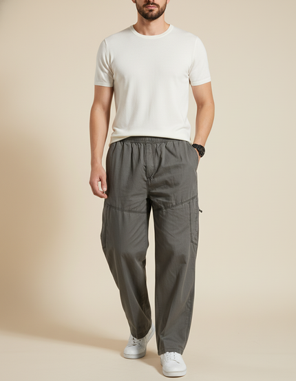 Pantalon Baggy Cargo Homme - Kaki Toile