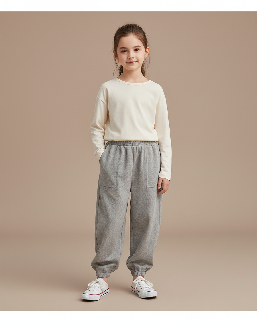 Pantalon Baggy Gris Ample Confortable Enfant - Molleton