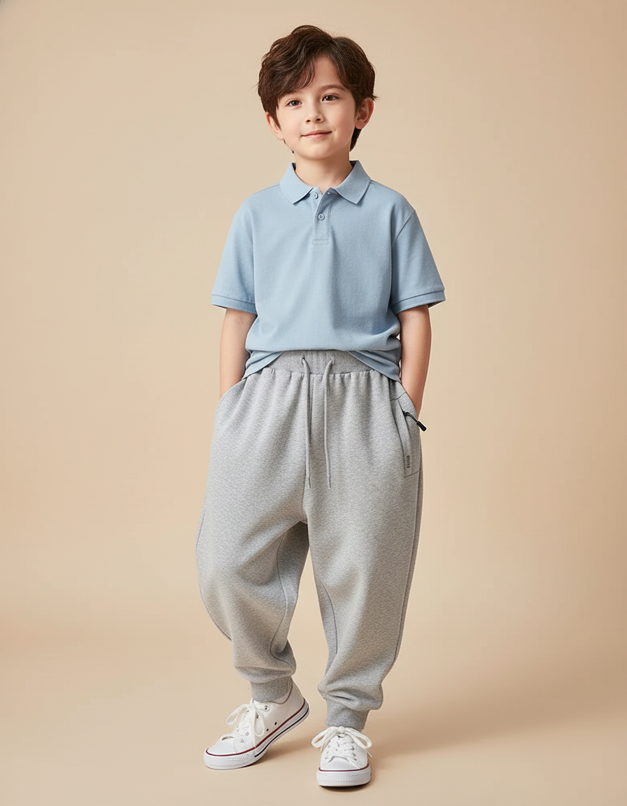 Pantalon Baggy Gris Chiné Décontracté Ample Cordon - Molleton