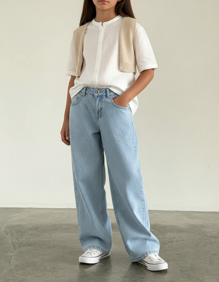 Pantalon Baggy Bleu Clair Ample Décontracté Denim - Jean