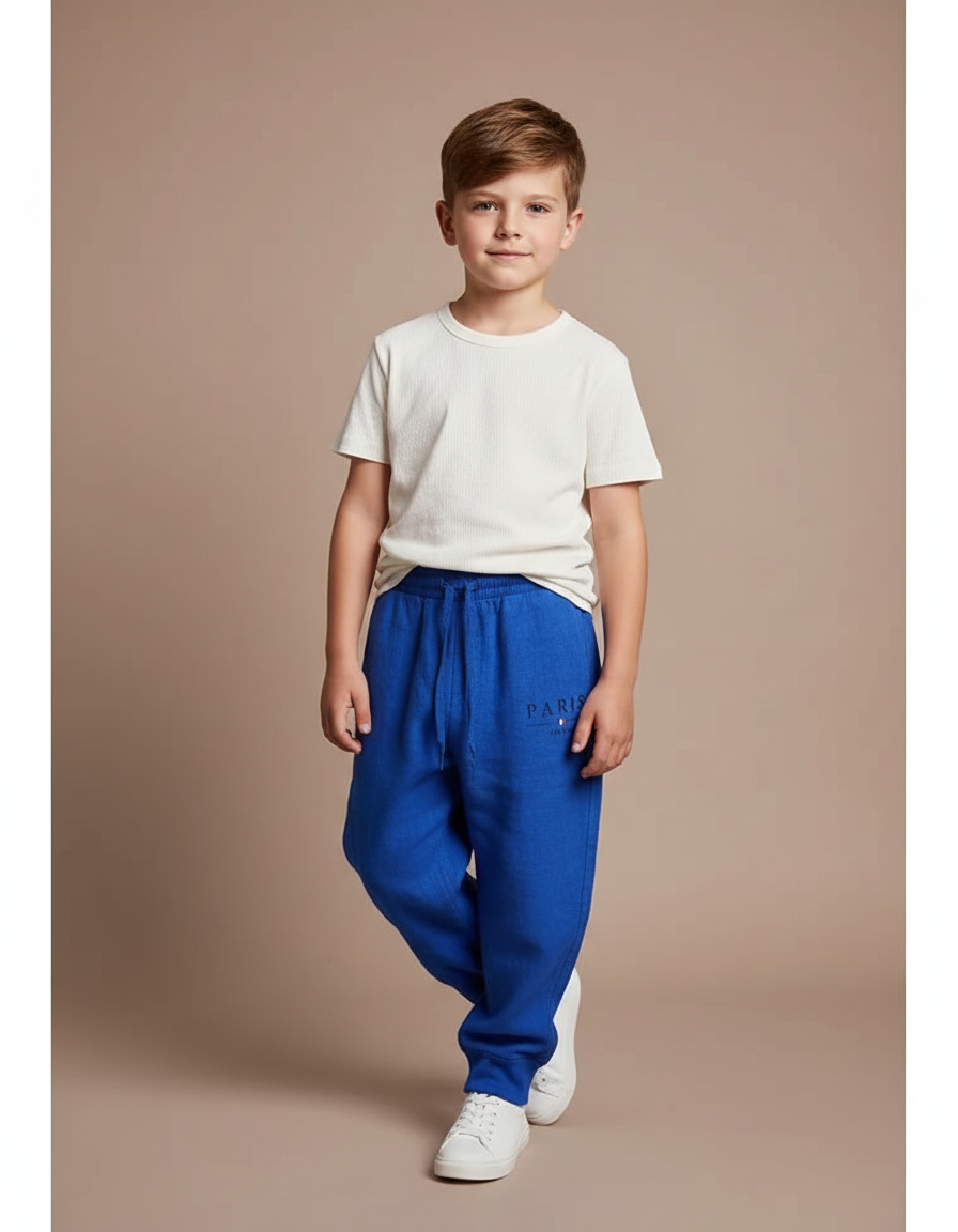 Pantalon Baggy Bleu Royal Lin Imprimé PARIS Enfant