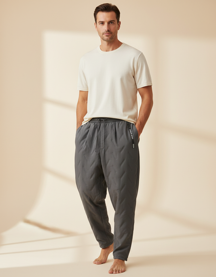Pantalon Baggy Gris Matelassé Ample Cordon Décontracté Homme - Molleton