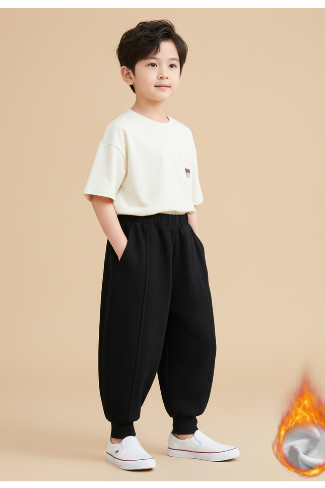 Pantalon Baggy Noir Ample Molletonné Doublé Hiver