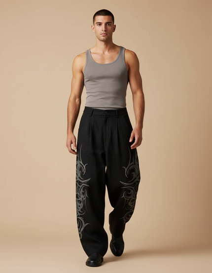 Pantalon Baggy Hip Hop - Noir Toile