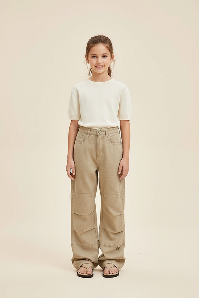 Pantalon Baggy Kaki Cargo Ample Denim Fille - Jean