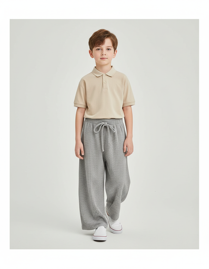 Pantalon Baggy Gris Côtelé Ample Confortable Enfant - Maille