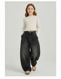 Pantalon Baggy Jean Gris Ample Unisexe Décontracté