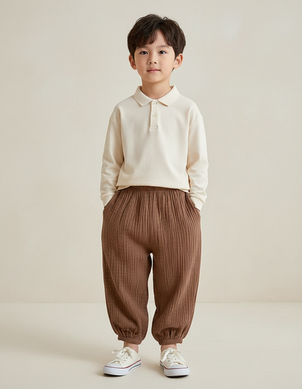 Pantalon Baggy Marron Côtelé Ample Enfant Coton - Cordé