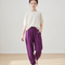 Pantalon Baggy Violet Coton Ample Décontracté Fille - Lin