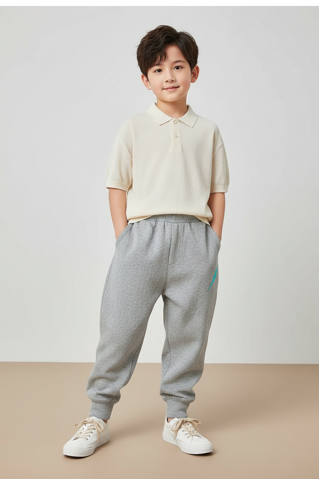 Pantalon Baggy Gris Molleton Confortable Ample Enfant
